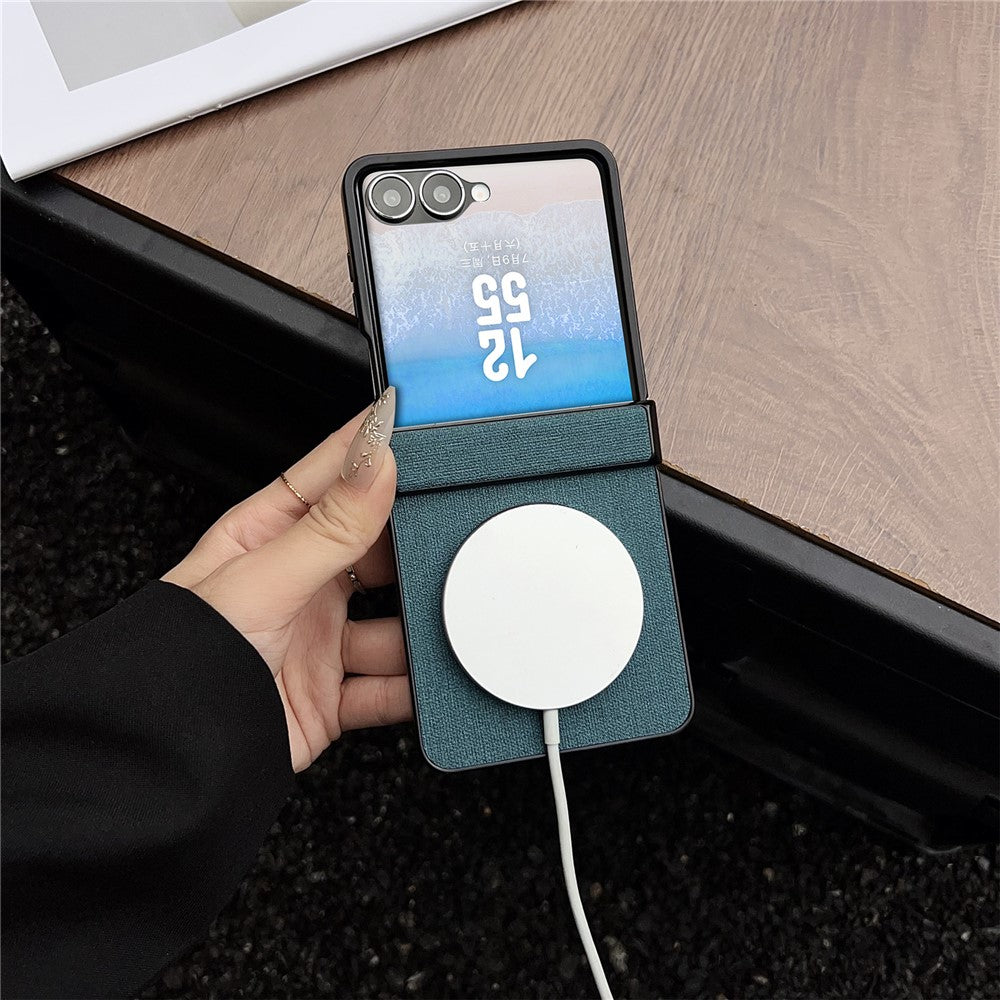 Til Samsung Galaxy Z Flip8 Magnetisk Etui Læder + PC Telefoncover med Bagskærmsfolie og Hængsel