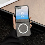 Til Samsung Galaxy Z Flip8 Magnetisk Etui Læder + PC Telefoncover med Bagskærmsfolie og Hængsel