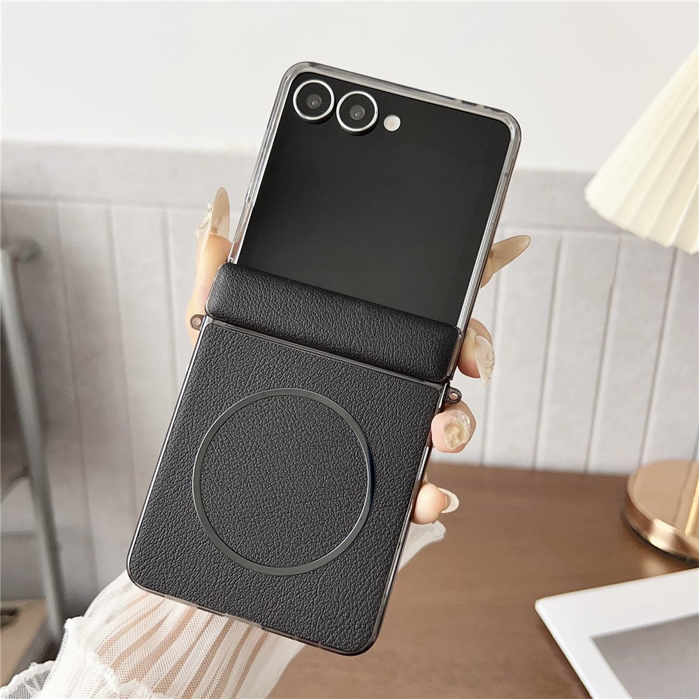 Til Samsung Galaxy Z Flip8 Telefon Magnetisk Etui Læder + PC Beskyttelsescover
