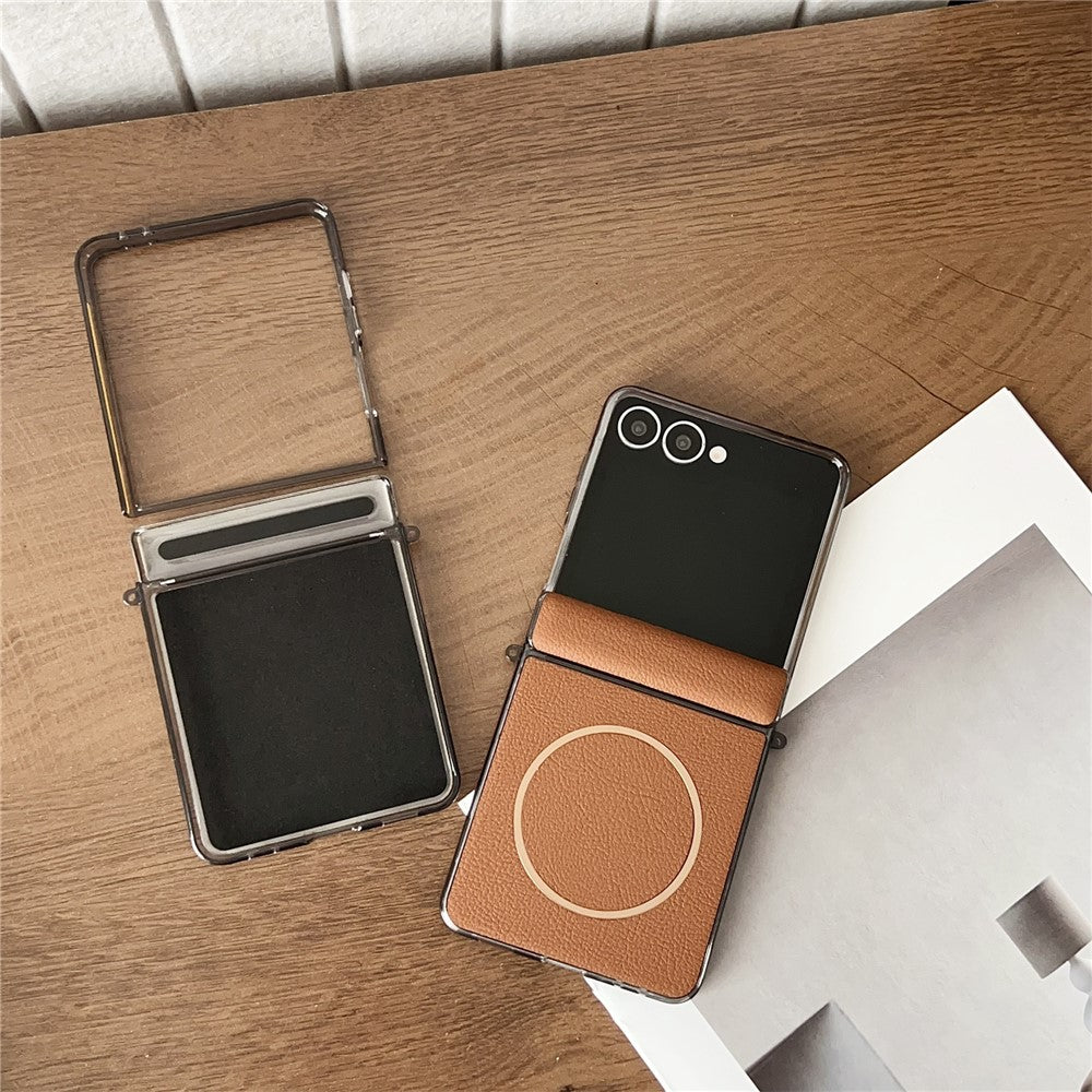 Til Samsung Galaxy Z Flip8 Telefon Magnetisk Etui Læder + PC Beskyttelsescover