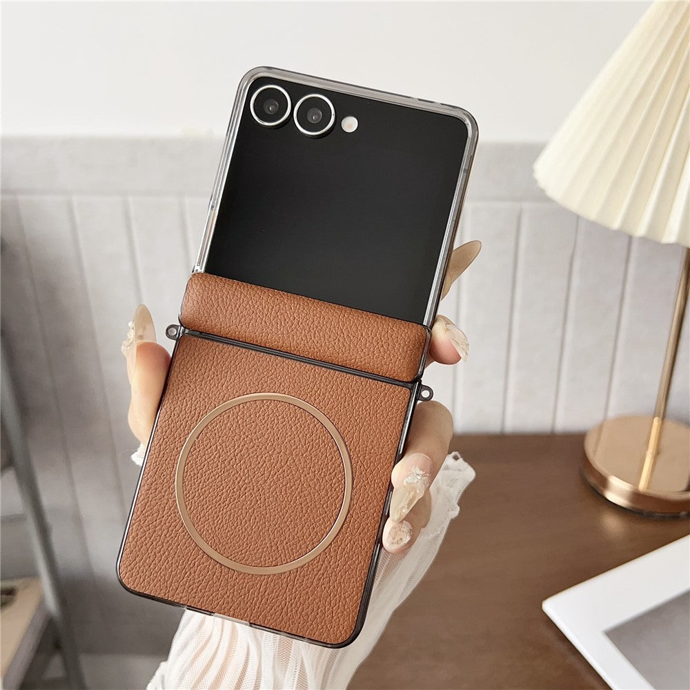 Til Samsung Galaxy Z Flip8 Telefon Magnetisk Etui Læder + PC Beskyttelsescover