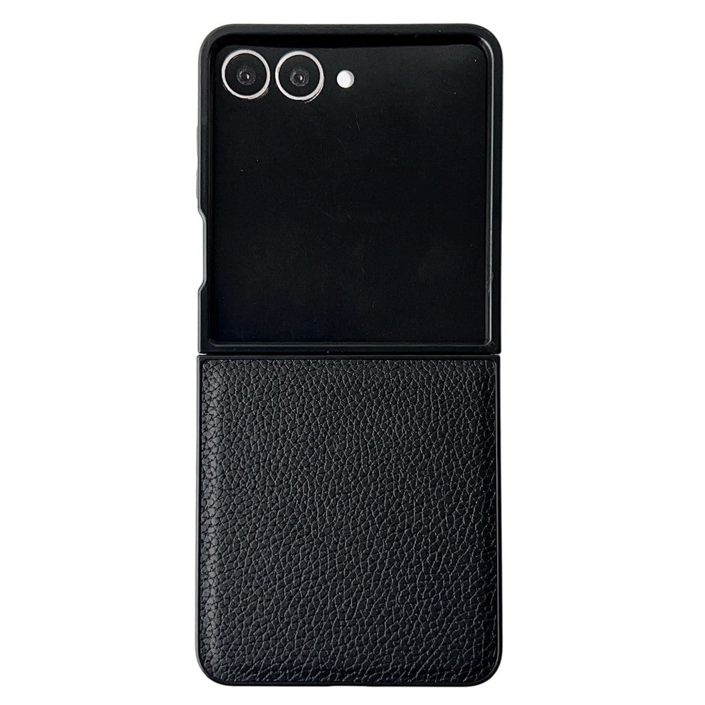 For Samsung Galaxy Z Flip8 Case Litchi Texture PU Leather + PC Foldable Phone Cover