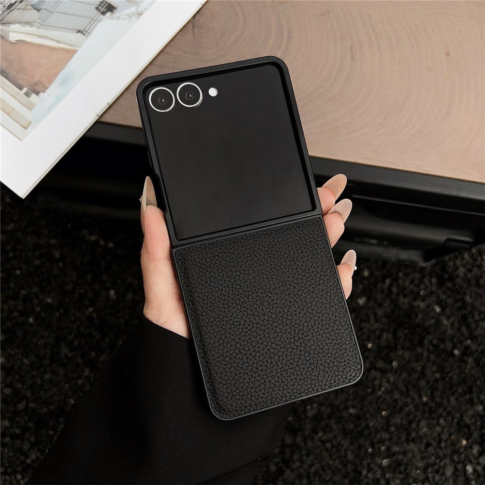 For Samsung Galaxy Z Flip8 Case Litchi Texture PU Leather + PC Foldable Phone Cover