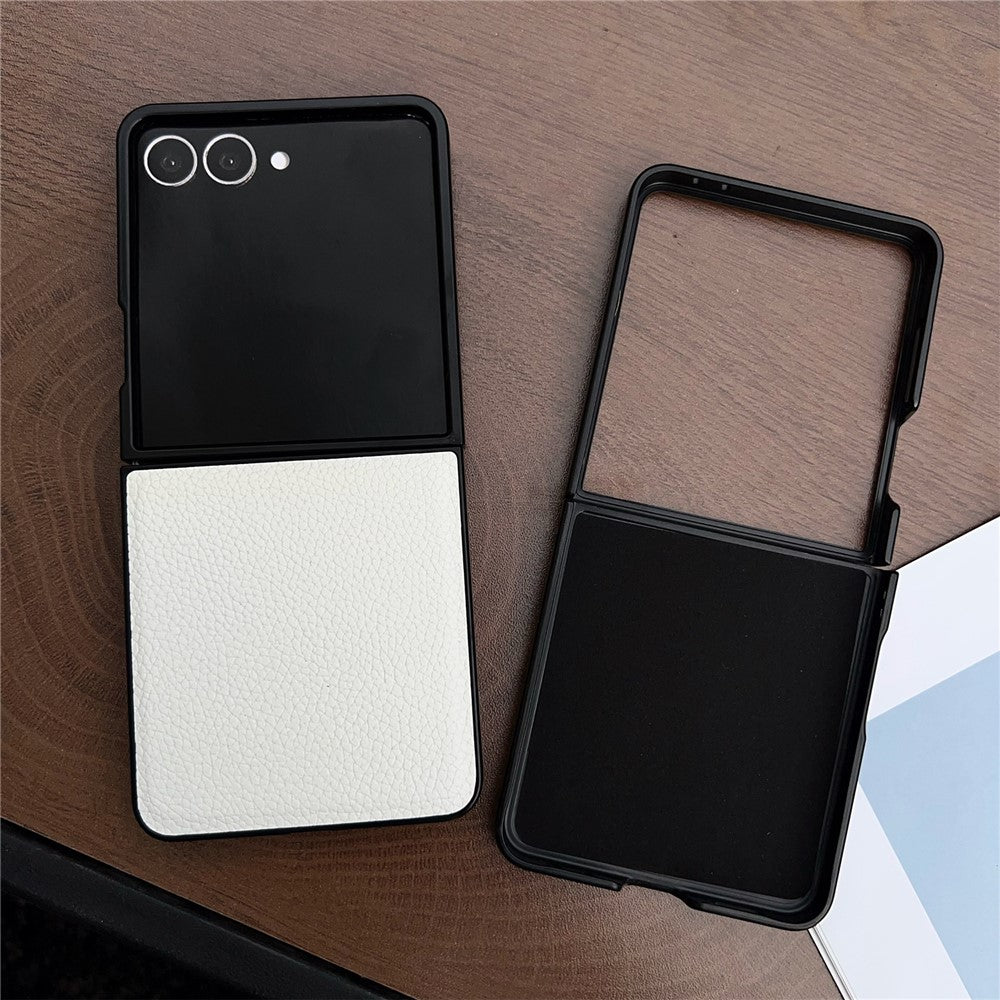 For Samsung Galaxy Z Flip8 Case Litchi Texture PU Leather + PC Foldable Phone Cover