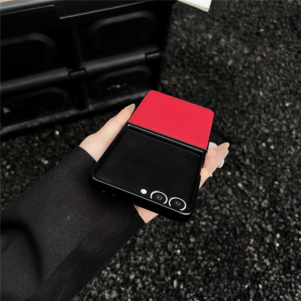 For Samsung Galaxy Z Flip8 Case Litchi Texture PU Leather + PC Foldable Phone Cover