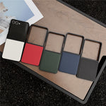 For Samsung Galaxy Z Flip8 Case Litchi Texture PU Leather + PC Foldable Phone Cover
