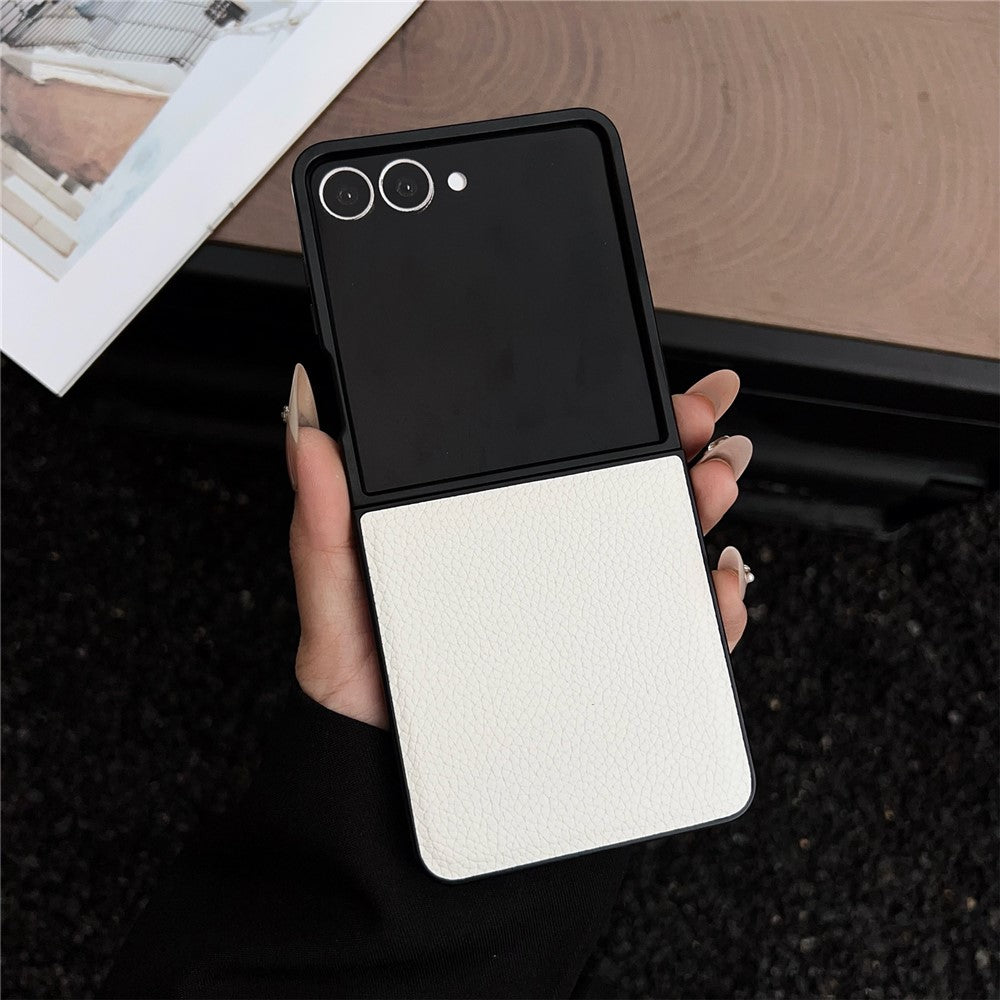 For Samsung Galaxy Z Flip8 Case Litchi Texture PU Leather + PC Foldable Phone Cover