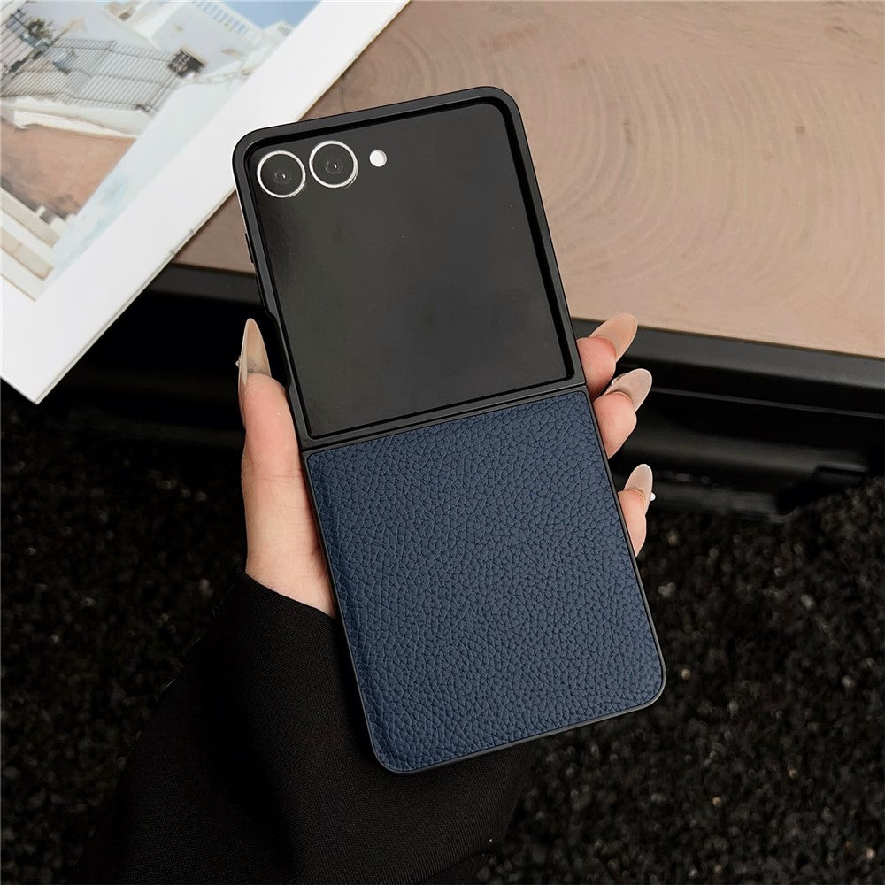 For Samsung Galaxy Z Flip8 Case Litchi Texture PU Leather + PC Foldable Phone Cover