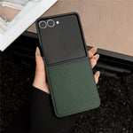 For Samsung Galaxy Z Flip8 Case Litchi Texture PU Leather + PC Foldable Phone Cover