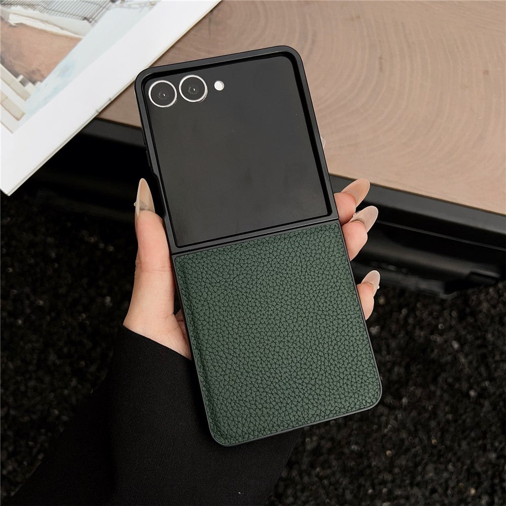 For Samsung Galaxy Z Flip8 Case Litchi Texture PU Leather + PC Foldable Phone Cover