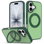 For iPhone 16 Case with Rotating Magnetic Kickstand PC + TPU Skin-Touch Phone Cover