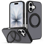 For iPhone 16 Case with Rotating Magnetic Kickstand PC + TPU Skin-Touch Phone Cover