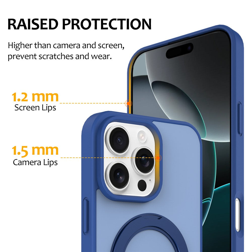 Til iPhone 16 Pro Max cover med roterende magnetisk støttefod PC + TPU-skind touch telefoncover