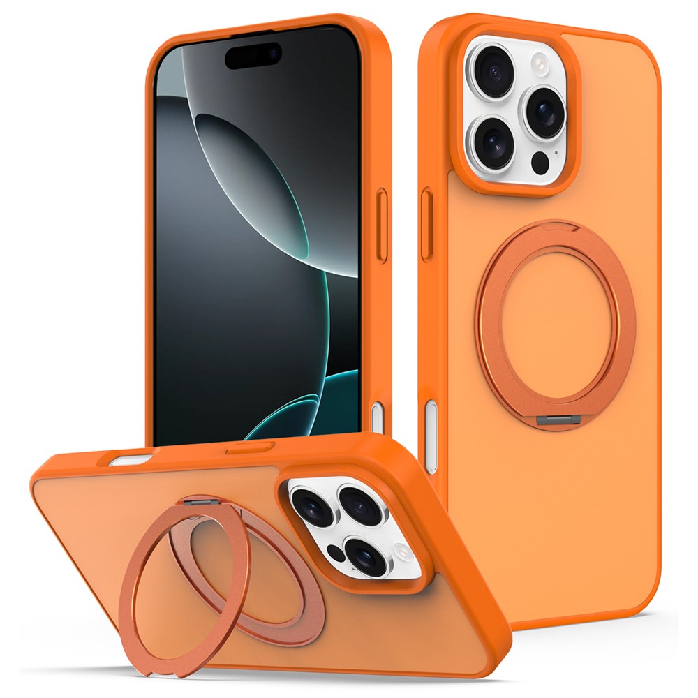 Til iPhone 16 Pro Max cover med roterende magnetisk støttefod PC + TPU-skind touch telefoncover