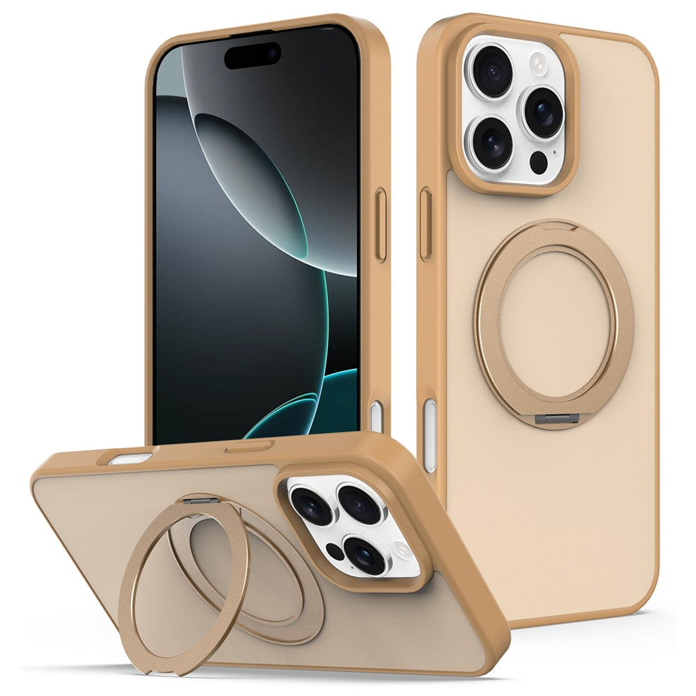 Til iPhone 16 Pro Max cover med roterende magnetisk støttefod PC + TPU-skind touch telefoncover