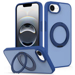 For iPhone 17e / 16e Case with Rotating Magnetic Kickstand PC + TPU Skin-Touch Phone Cover