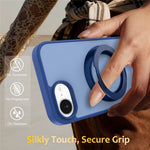For iPhone 17e / 16e Case with Rotating Magnetic Kickstand PC + TPU Skin-Touch Phone Cover