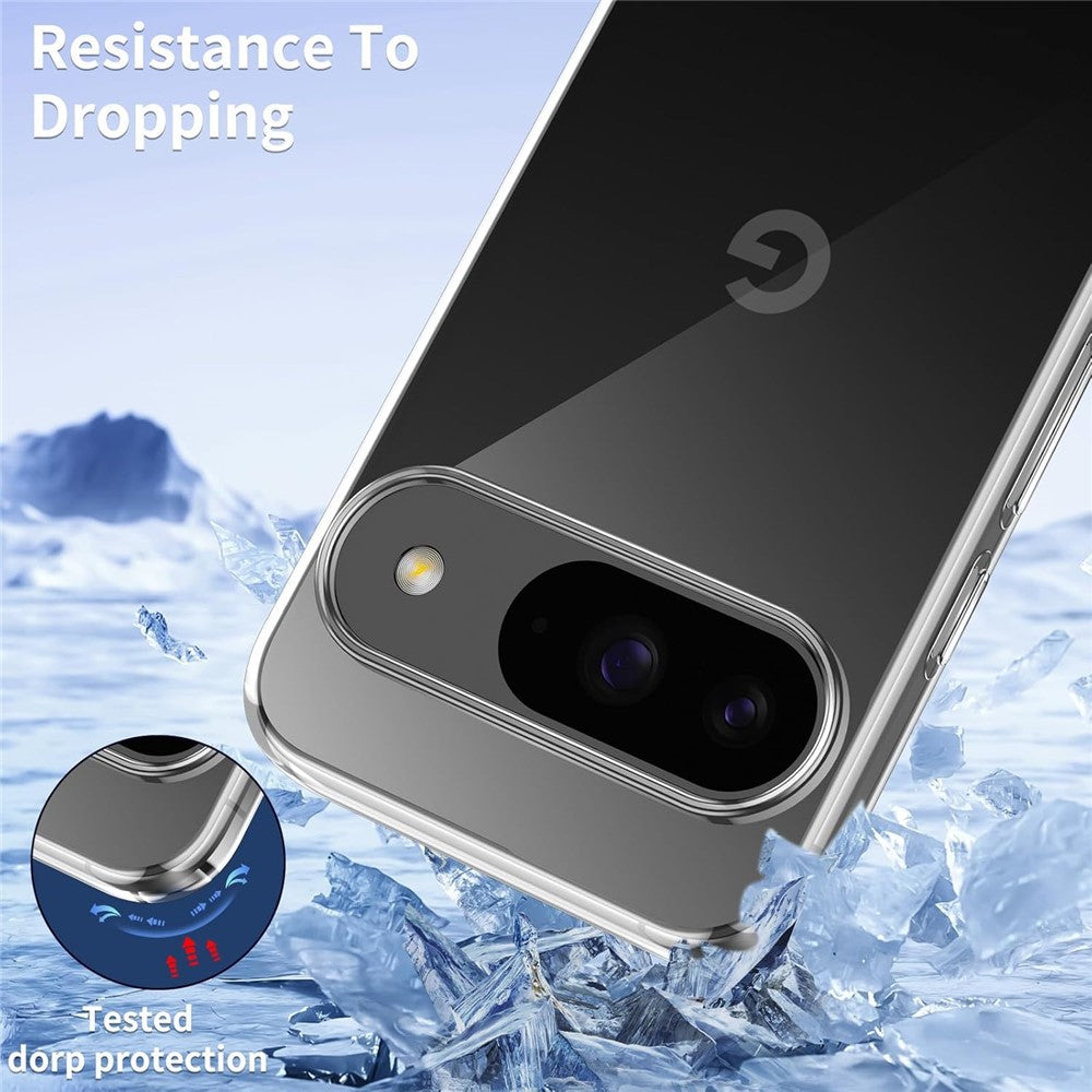 For Google Pixel 11 Case TPU Clear Phone Cover + 2PCS Tempered Glass Screen Film 2.5D Arc Edge