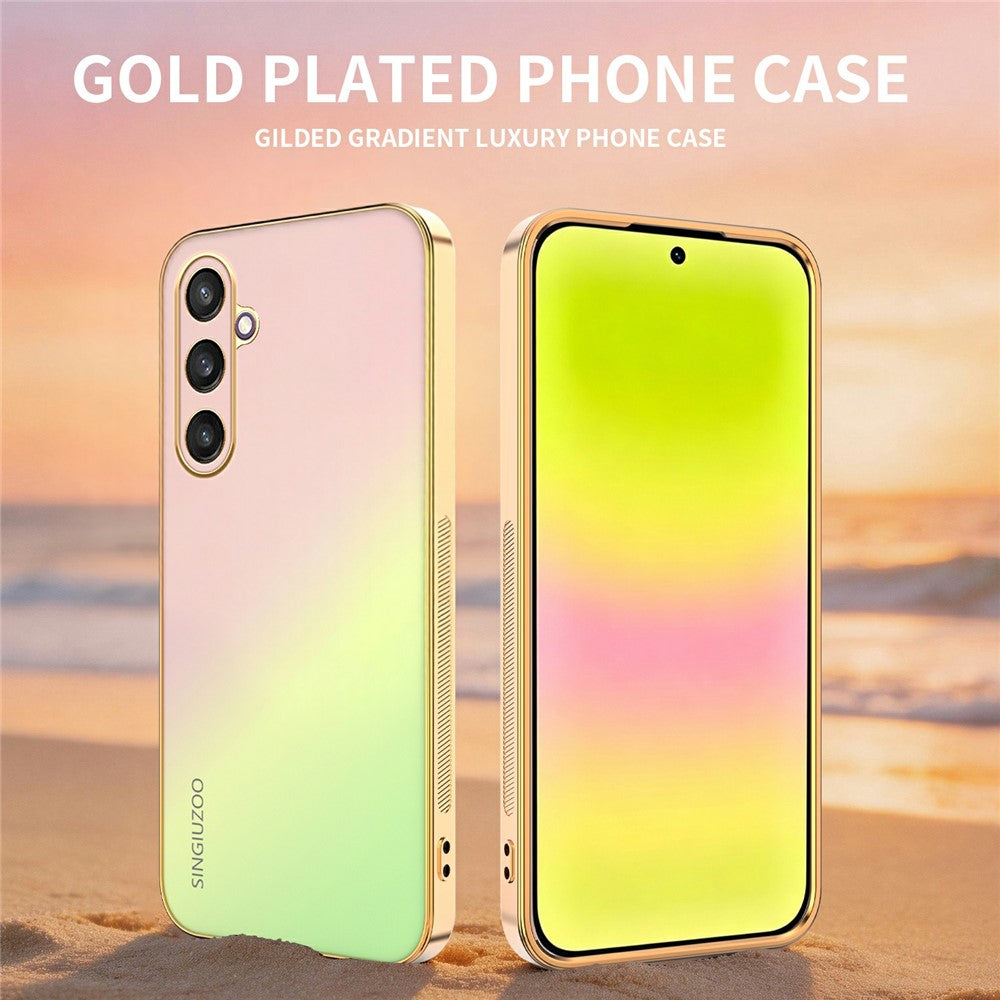 SINGIUZOO Til Samsung Galaxy S25 Cover Elektrobelagt AG Mat Gradient Farve PC + TPU Telefoncover
