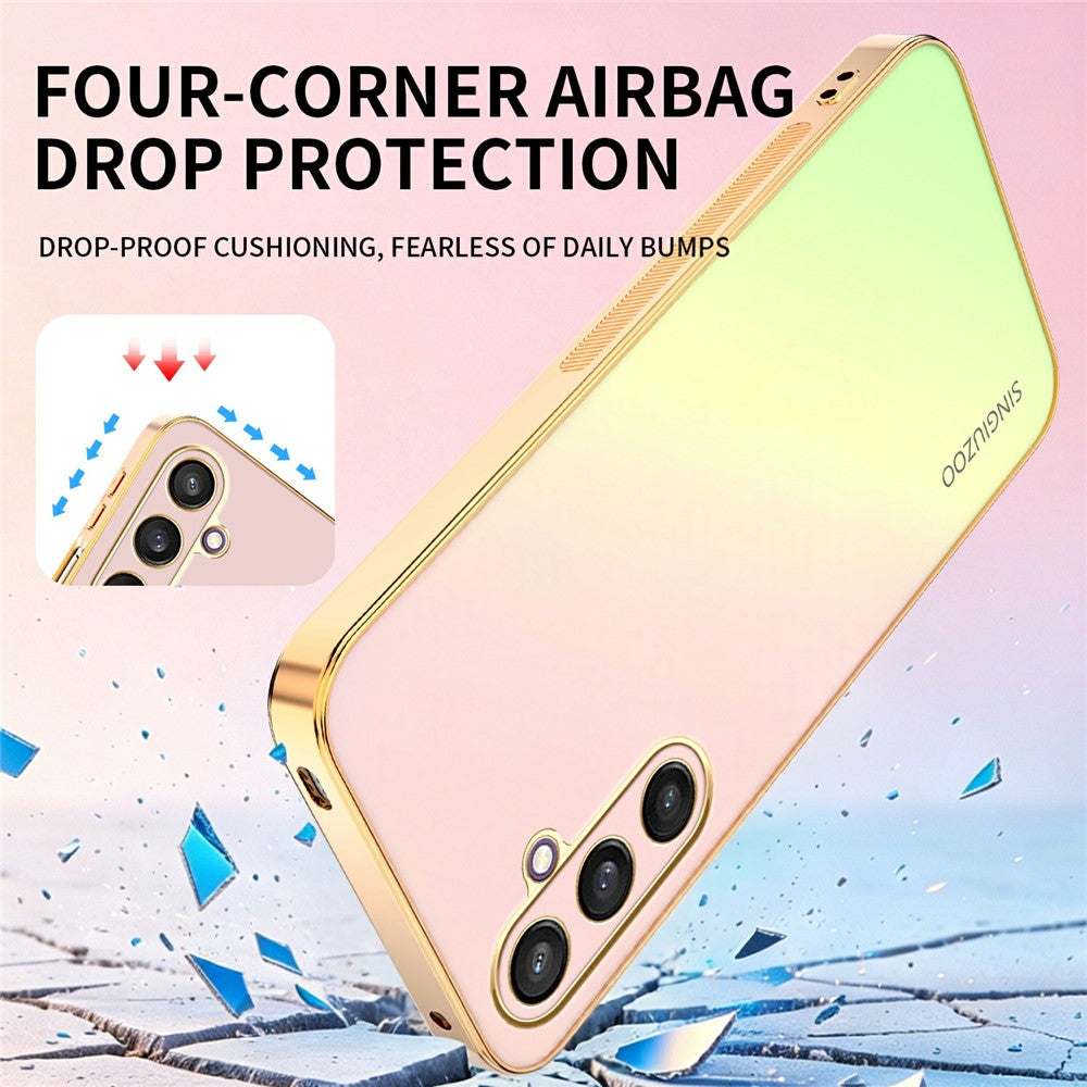SINGIUZOO Til Samsung Galaxy S25 Cover Elektrobelagt AG Mat Gradient Farve PC + TPU Telefoncover