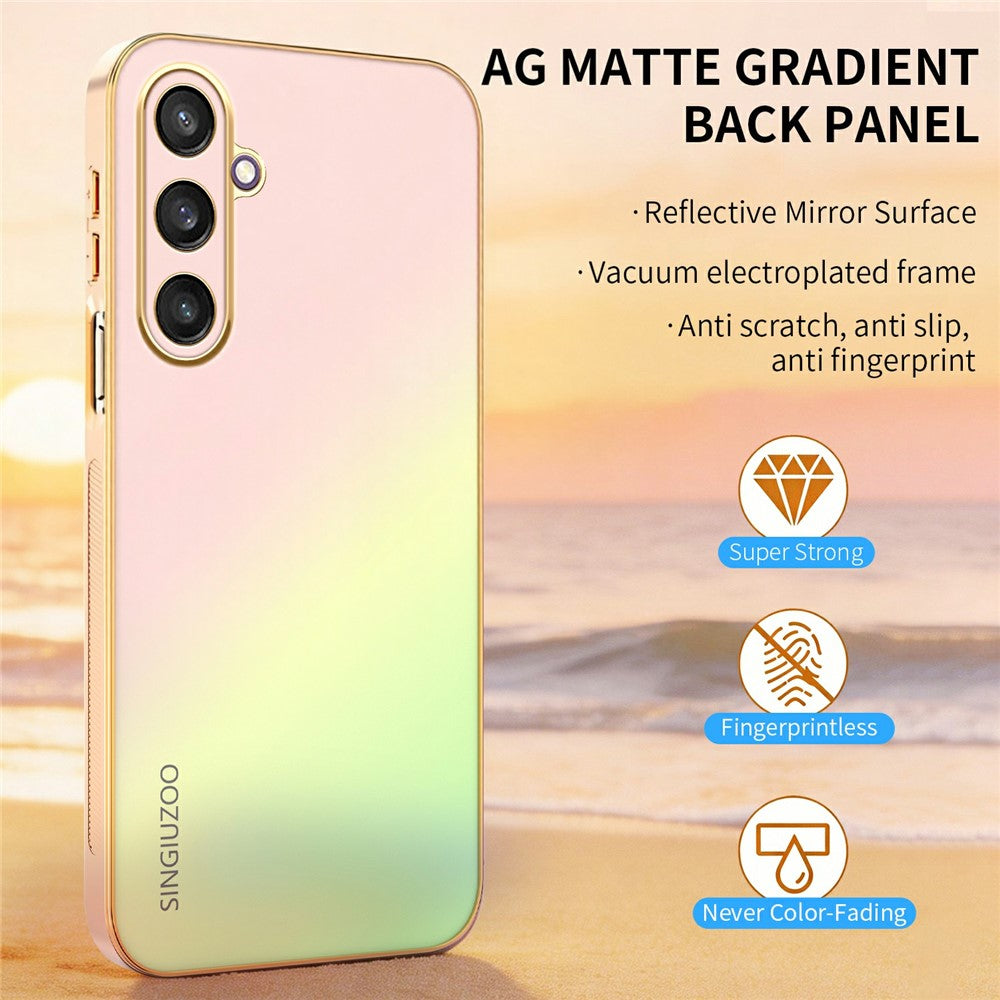 SINGIUZOO Til Samsung Galaxy S25 Cover Elektrobelagt AG Mat Gradient Farve PC + TPU Telefoncover
