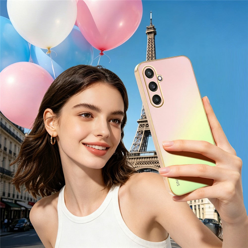 SINGIUZOO Til Samsung Galaxy S25 Cover Elektrobelagt AG Mat Gradient Farve PC + TPU Telefoncover
