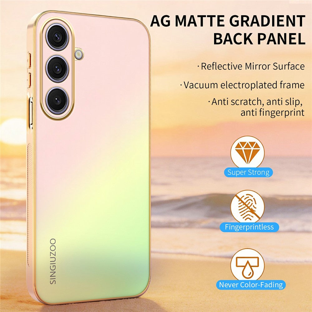 SINGIUZOO For Samsung Galaxy S25+ Case Electroplated AG Matte Gradient Color PC + TPU Phone Cover
