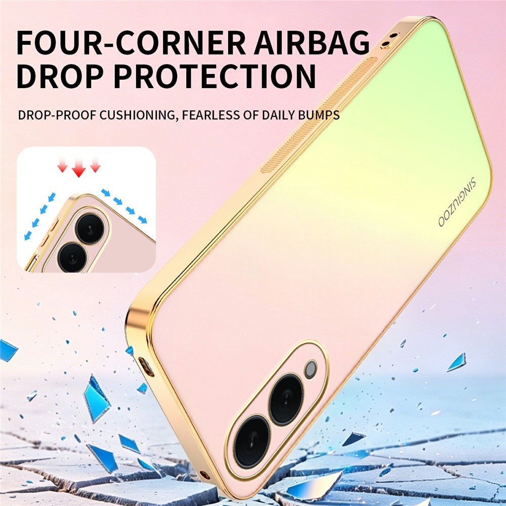 SINGIUZOO Til Samsung Galaxy S25 Edge Cover Galvaniseret AG Mat Gradient Farve PC + TPU Telefoncover