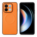 Huawei nova Y74 4G / Enjoy 90 / Enjoy 90 Plus skal kolfibertextur läderbelagd TPU PC mobilskal med metallring för magnetisk bilmontering