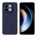 Huawei nova Y74 4G / Enjoy 90 / Enjoy 90 Plus-etui med kulfiberstruktur, læderbelagt TPU og PC samt metalring til magnetisk bilmontering