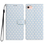 For iPhone 17th / 16th Case Heart Pattern PU Leather Flip Wallet Stand Phone Cover with Wrist Strap