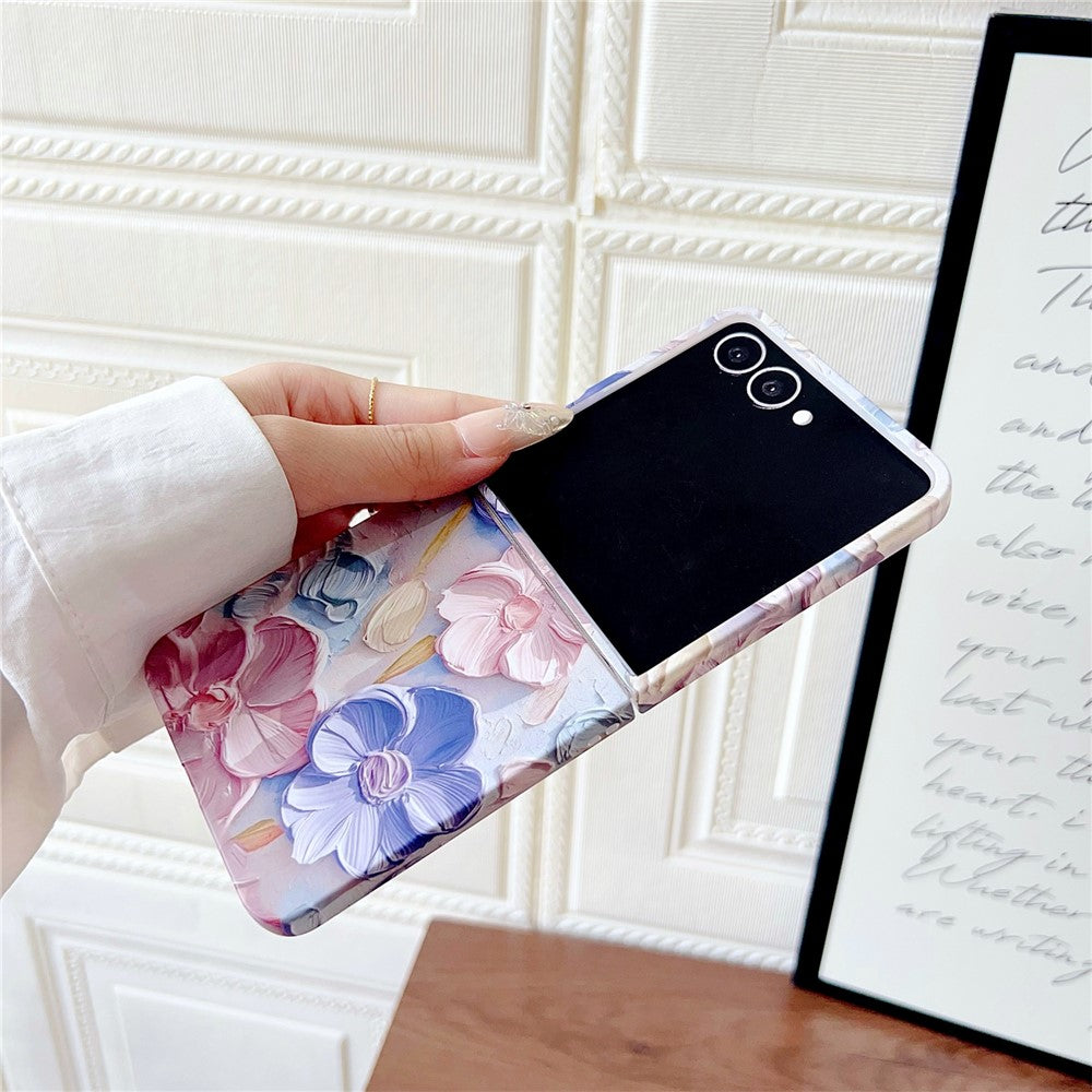 Til Samsung Galaxy Z Flip8 Cover Præget Akvarel Blomster Hårdt PC Beskyttende Telefoncover