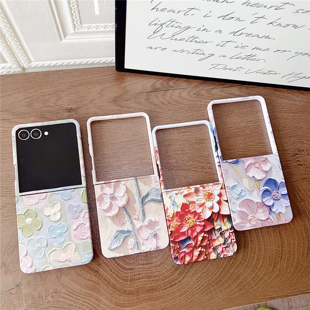 Til Samsung Galaxy Z Flip8 Cover Præget Akvarel Blomster Hårdt PC Beskyttende Telefoncover