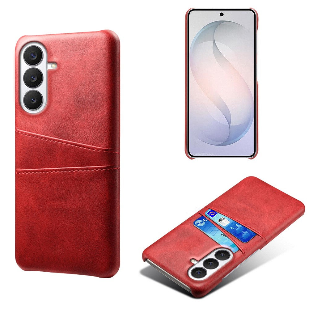 Til Samsung Galaxy S26 FE Cover med Dobbelt Kortplads i PU Læder + Hårdt PC Telefoncover
