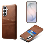Til Samsung Galaxy S26 FE Cover med Dobbelt Kortplads i PU Læder + Hårdt PC Telefoncover
