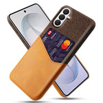 Til Samsung Galaxy S26 FE Cover i PU-læder med stoftekstur, hårdt PC-telefoncover med kortholder