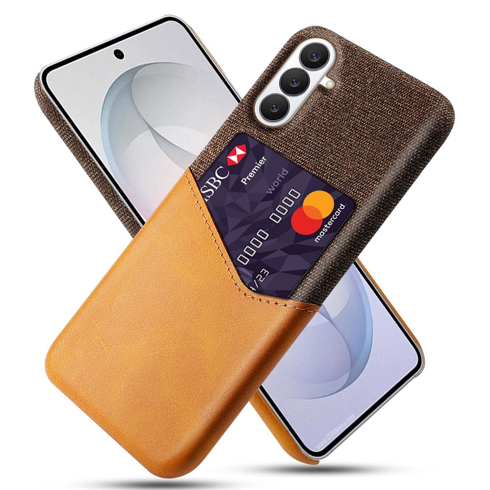 Til Samsung Galaxy S26 FE Cover i PU-læder med stoftekstur, hårdt PC-telefoncover med kortholder