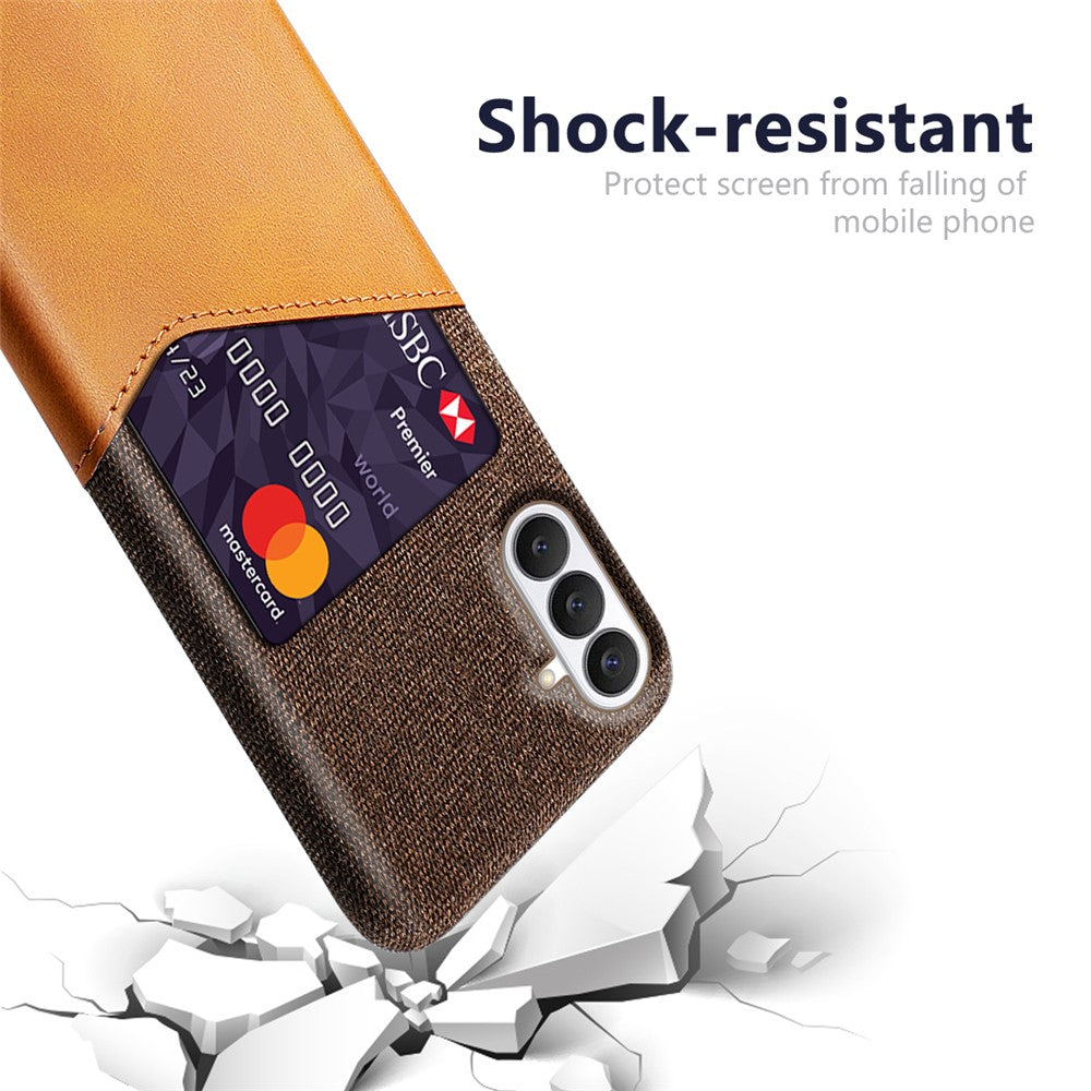 Til Samsung Galaxy S26 FE Cover i PU-læder med stoftekstur, hårdt PC-telefoncover med kortholder