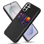 Til Samsung Galaxy S26 FE Cover i PU-læder med stoftekstur, hårdt PC-telefoncover med kortholder