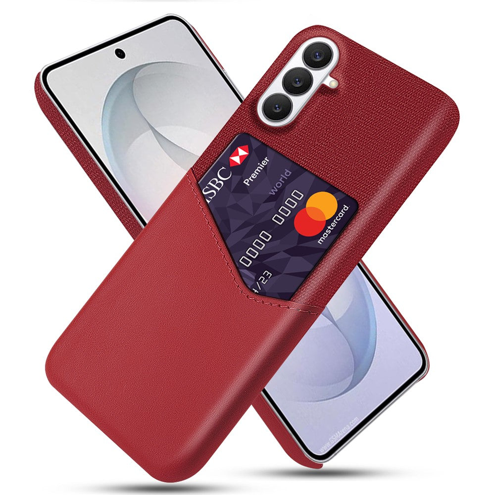 Til Samsung Galaxy S26 FE Cover i PU-læder med stoftekstur, hårdt PC-telefoncover med kortholder