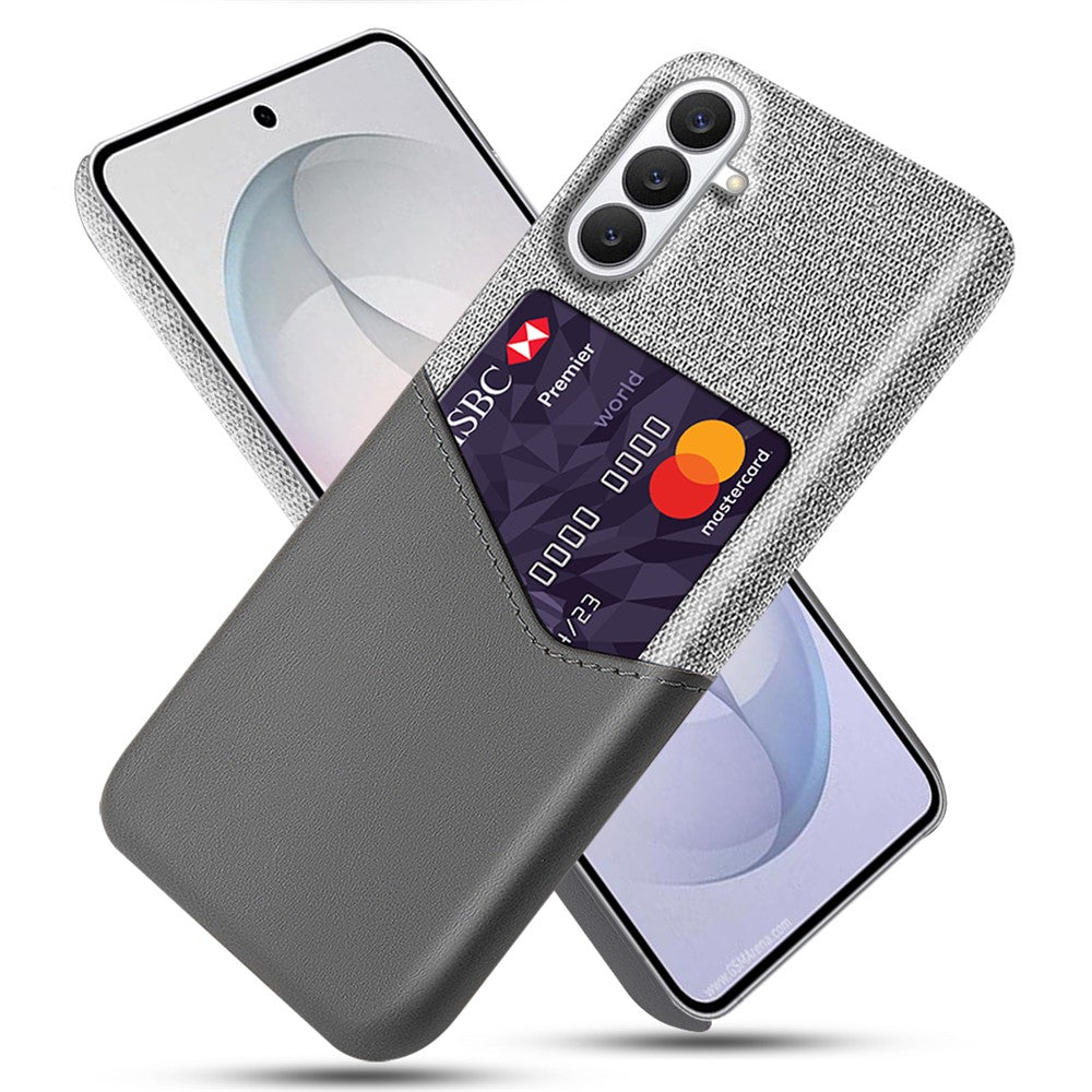 Til Samsung Galaxy S26 FE Cover i PU-læder med stoftekstur, hårdt PC-telefoncover med kortholder