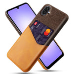 For Samsung Galaxy A07 5G Case PU Leather Cloth Texture Hard PC Phone Cover with Card Holder