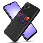 For Samsung Galaxy A07 5G Case PU Leather Cloth Texture Hard PC Phone Cover with Card Holder