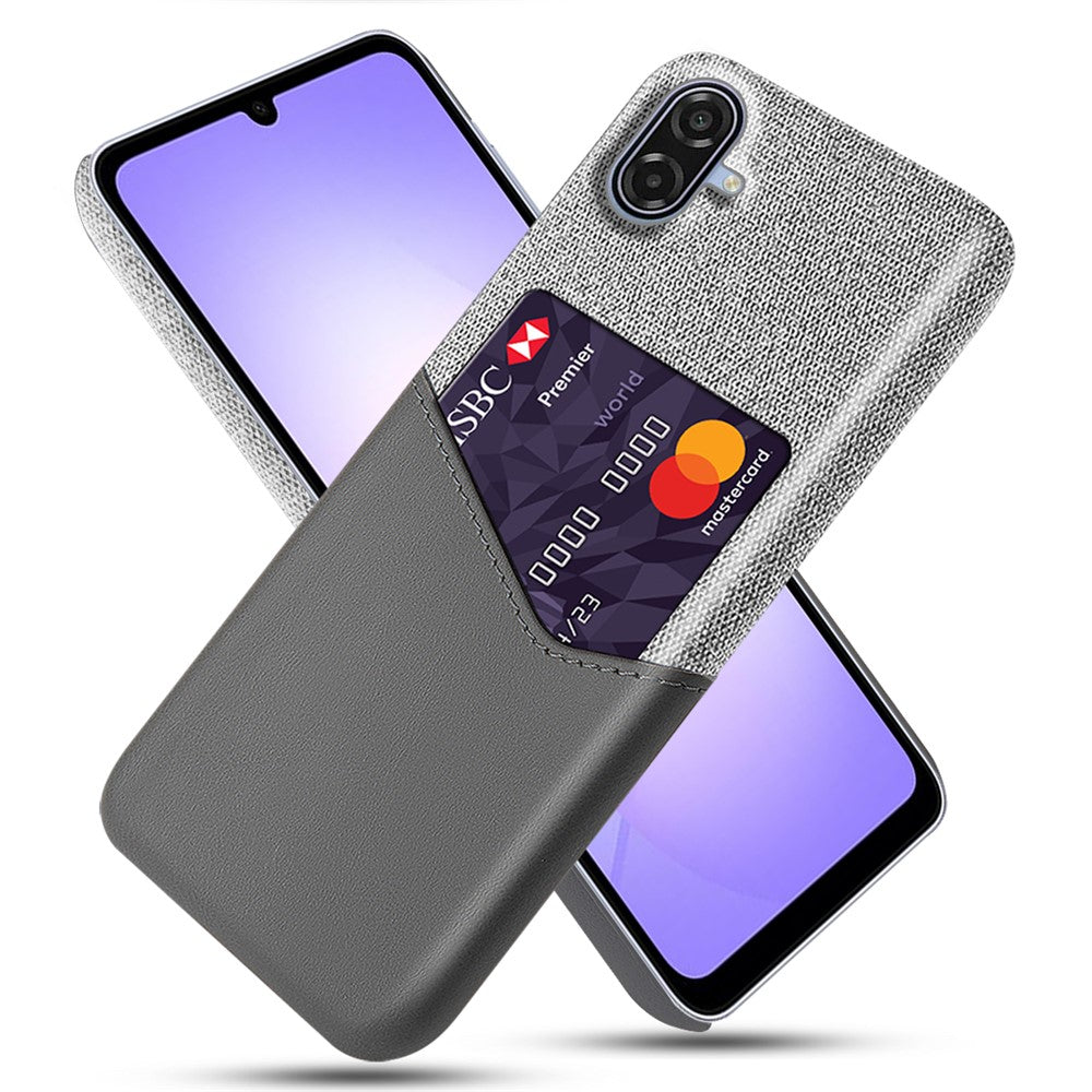 For Samsung Galaxy A07 5G Case PU Leather Cloth Texture Hard PC Phone Cover with Card Holder