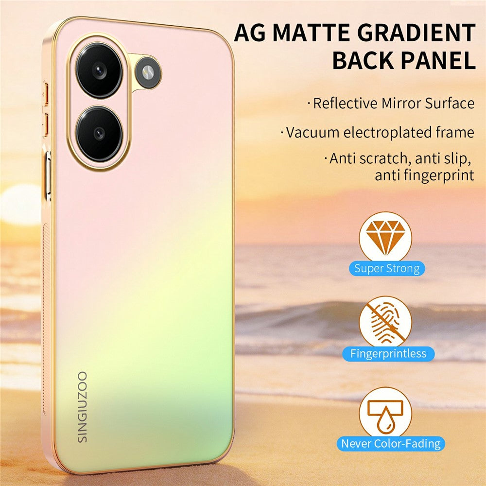 SINGIUZOO For Xiaomi Redmi Turbo 5 5G Case Electroplated AG Matte Gradient Color PC + TPU Phone Cover