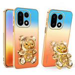 SINGIUZOO For OnePlus 15 5G Case Glitter Bear Kickstand Electroplated Gradient Color PC + TPU Phone Cover