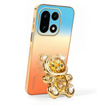 SINGIUZOO For OnePlus 15 5G Case Glitter Bear Kickstand Electroplated Gradient Color PC + TPU Phone Cover