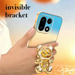 SINGIUZOO For OnePlus 15 5G Case Glitter Bear Kickstand Electroplated Gradient Color PC + TPU Phone Cover