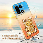 SINGIUZOO For OnePlus 15 5G Case Glitter Bear Kickstand Electroplated Gradient Color PC + TPU Phone Cover