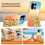 SINGIUZOO For OnePlus 15 5G Case Glitter Bear Kickstand Electroplated Gradient Color PC + TPU Phone Cover